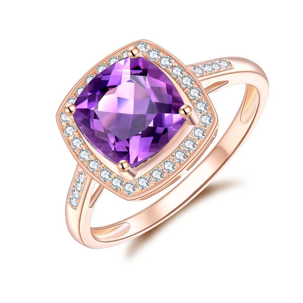 Amethyst & Diamond Ring in 9ct Rose Gold