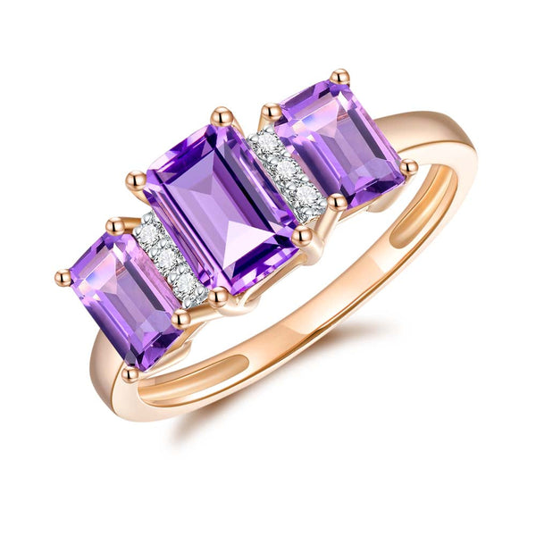 Amethyst & Diamond Ring in 9ct Yellow Gold
