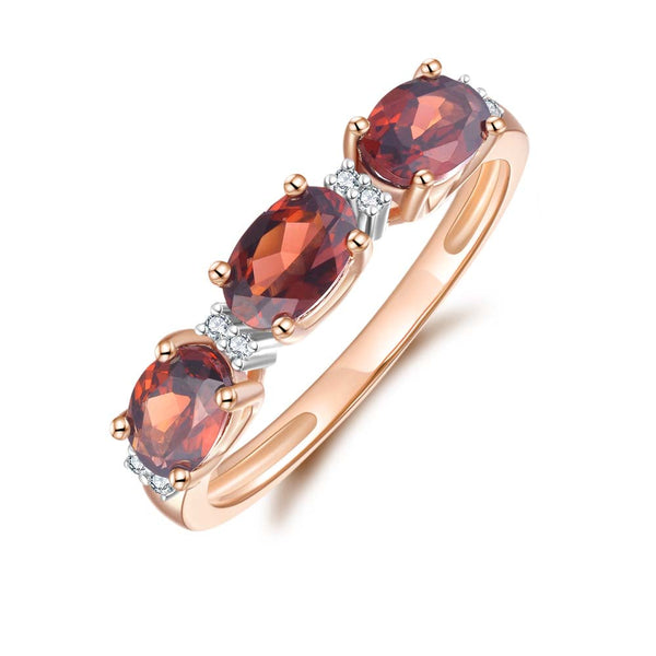 Garnet & Diamond Ring in 9ct Yellow Gold