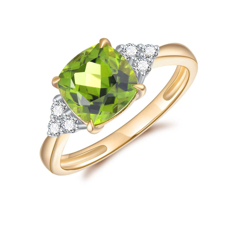 Peridot & Diamond Ring in 9ct Yellow Gold