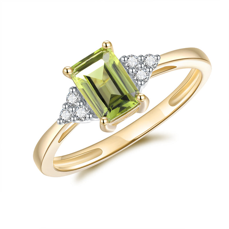 9Ct Gold Peridot & Diamond Ring
