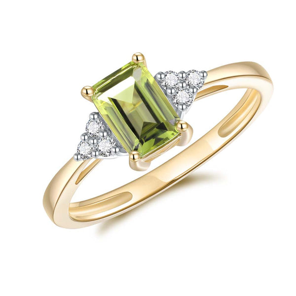 Peridot & Diamond Ring in 9ct Yellow Gold