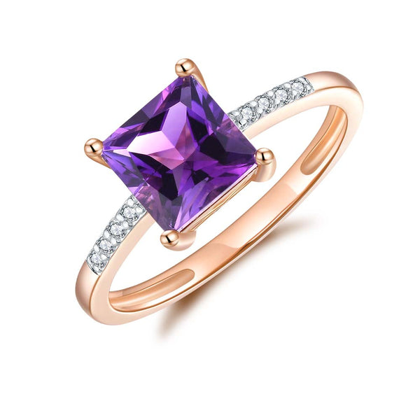 Amethyst & Diamond Ring in 9ct Rose Gold