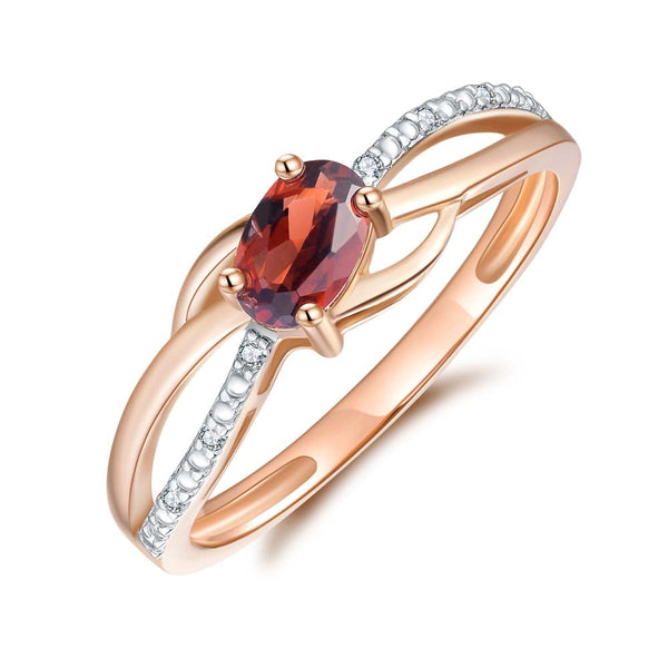 Garnet & Diamond Ring in 9ct Rose Gold