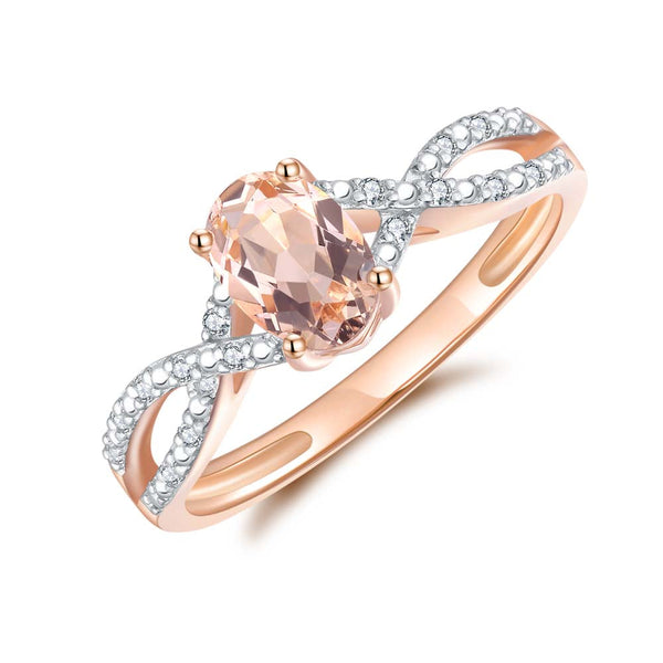 Morganite & Diamond Ring in 9ct Rose Gold