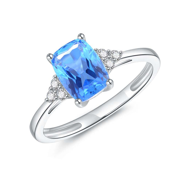 London Blue Topaz & Diamond Ring in 9ct White Gold