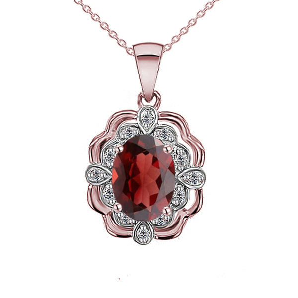 9ct Rose Gold Garnet & Diamond Pendant