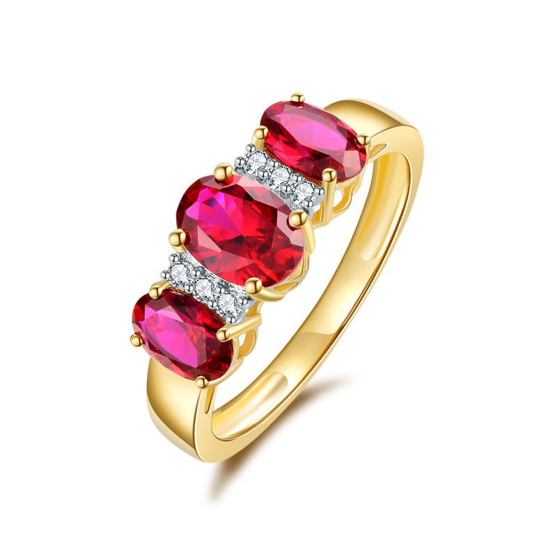 9ct Gold Created Ruby & Diamond Ring