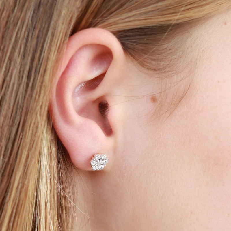 Cluster Earrings with 0.25ct Diamond in 9K Yellow Gold
