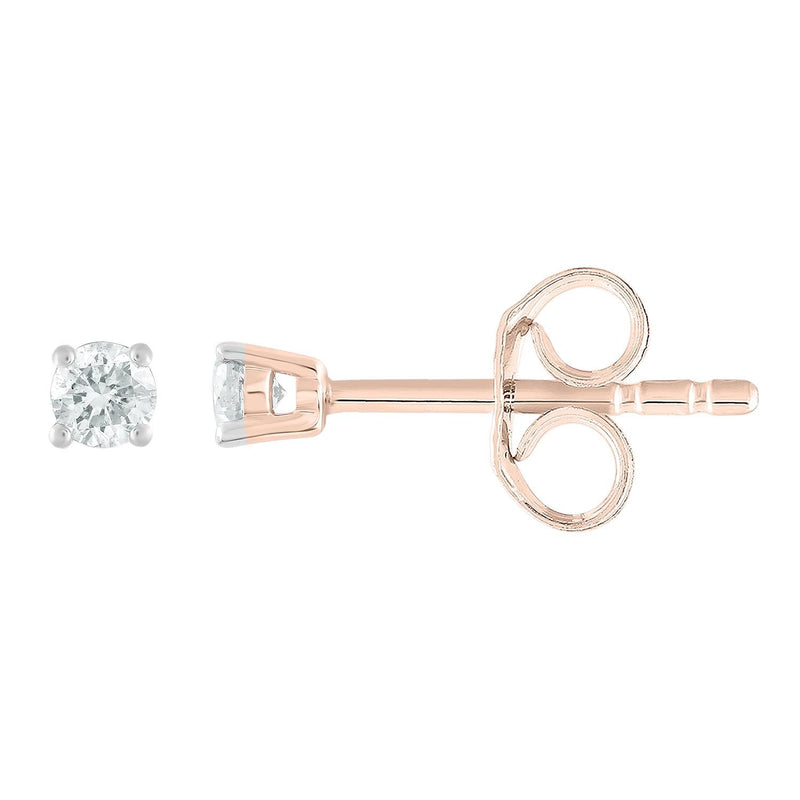 Stud Earrings with 0.1ct Diamonds in 9K Rose Gold