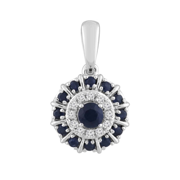 Sapphire and Diamond Pendant in 9K White Gold