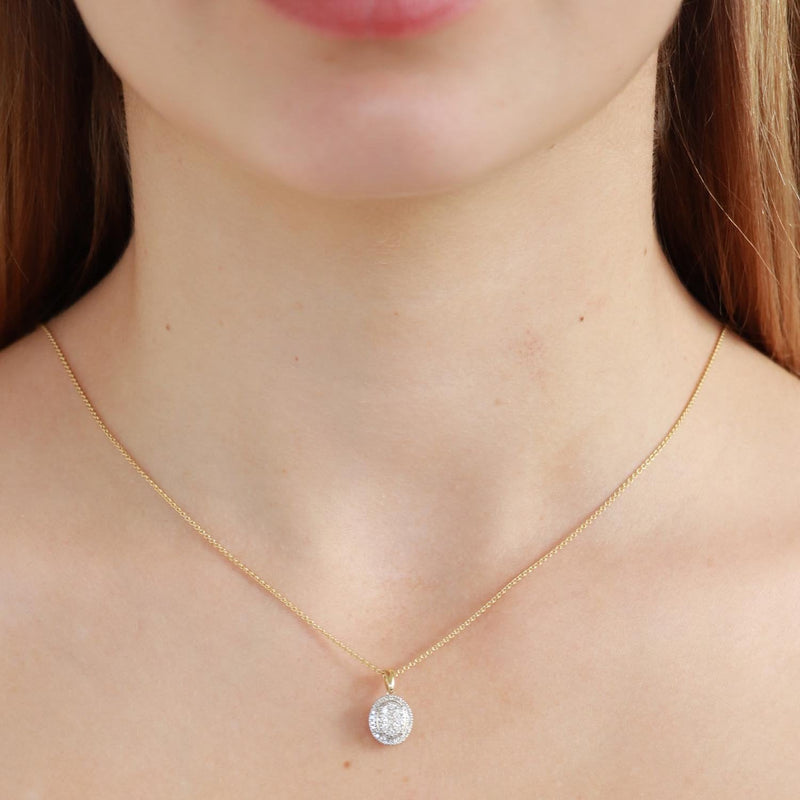 Oval Pendant with 0.25ct Diamond in 9K Yellow Gold