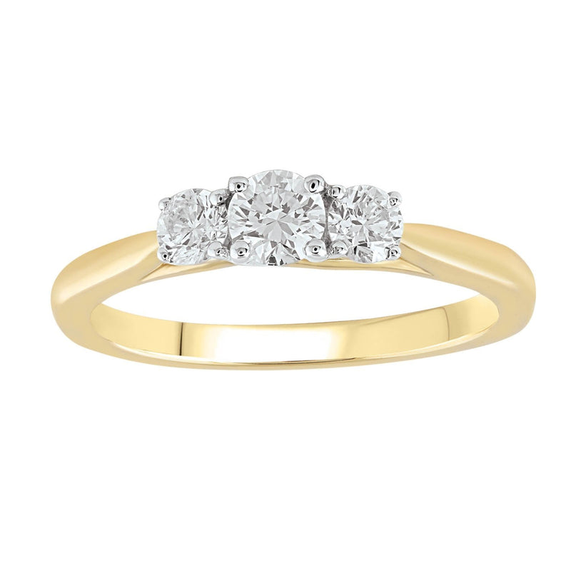 9ct Yellow Gold 0.50ct Diamond Three Stone Ring