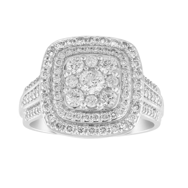 Cluster Ring with 1ct Diamonds in 18K White Gold