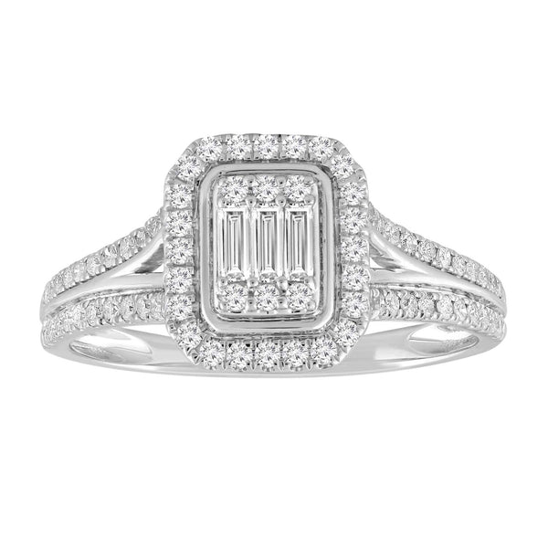 Cluster Ring with 0.5ct Diamonds in 9K White Gold