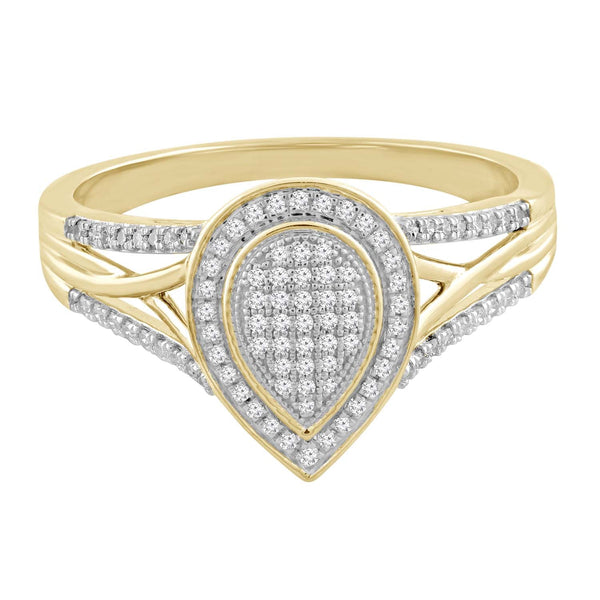 Pear Ring with 0.2ct Diamond in 9K Yellow Gold