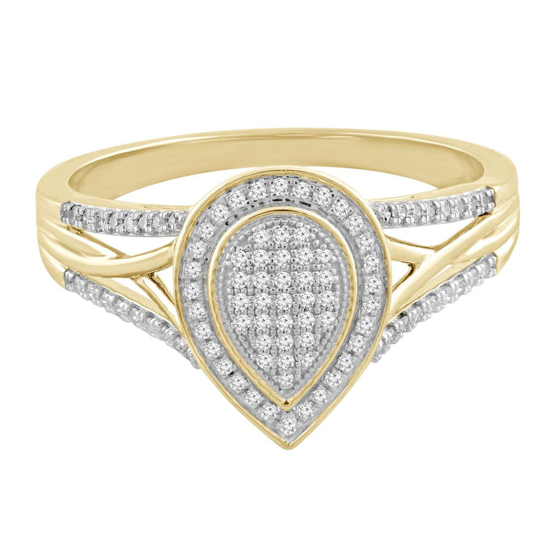 Pear Ring with 0.2ct Diamond in 9K Yellow Gold