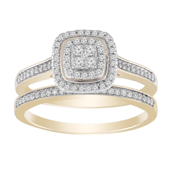 Cluster Ring Set with 0.35ct Diamond in 9K Yellow Gold