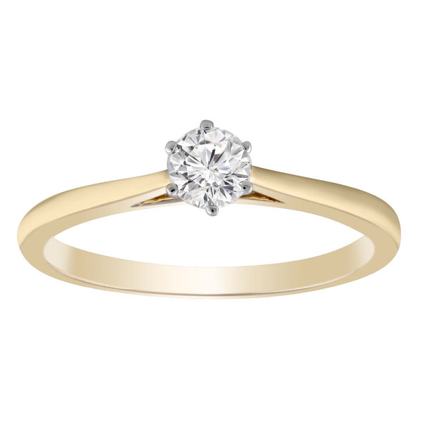 Solitaire Ring with 0.25ct Diamond in 9K Yellow Gold