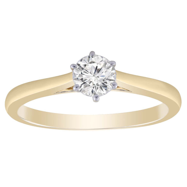 Solitaire Ring in 0.5ct Diamond with 9K Yellow Gold