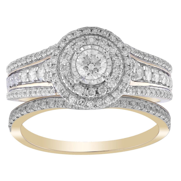 Ring Set with 1ct Diamond in 18K Yellow Gold
