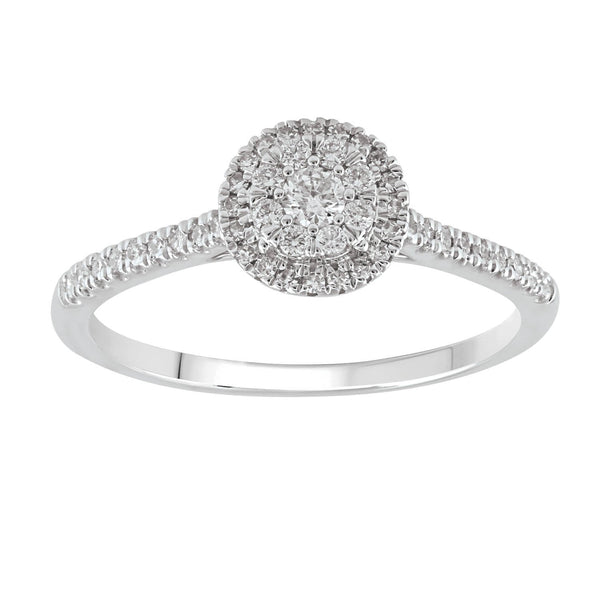 9ct White Gold 0.25ct Diamond Cluster Ring