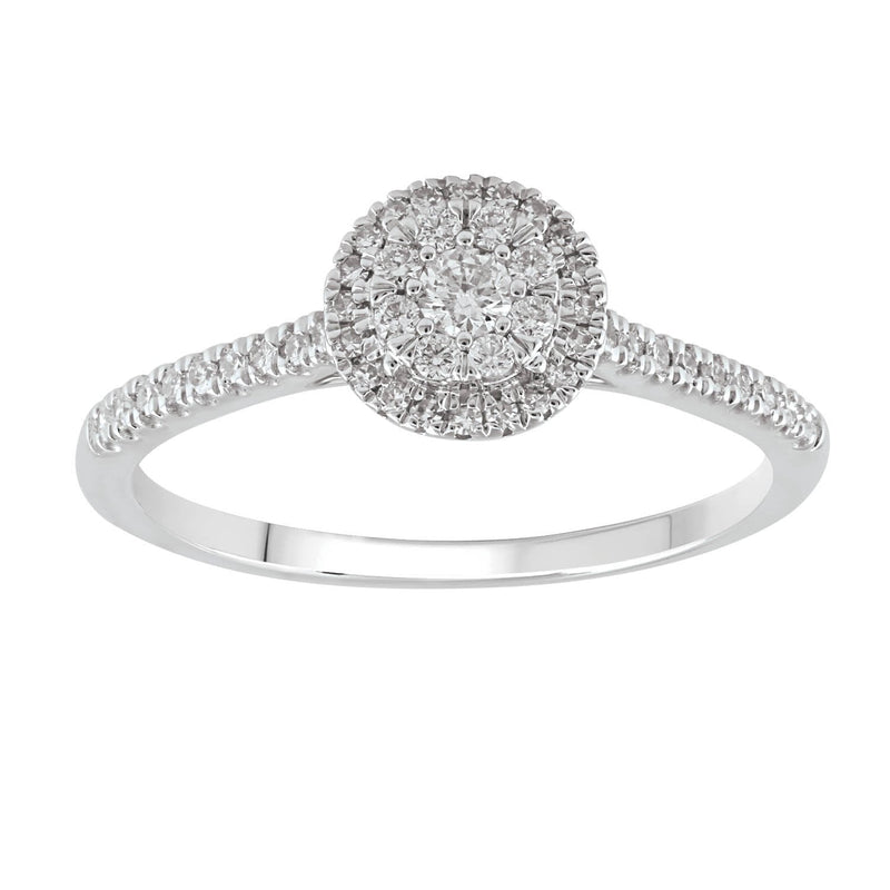 9ct White Gold 0.25ct Diamond Cluster Ring