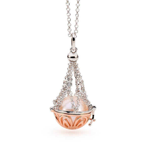 Rose Gold Plated Sterling Silver 12mm Pearl Adjustable Necklet