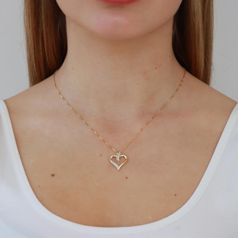 Heart Pendant with 0.06ct Diamond in 9K Yellow Gold