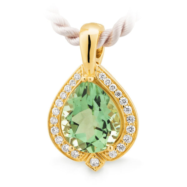 Green Amethyst & Diamond Claw/Bead Set Enhancer in 9ct Yellow Gold