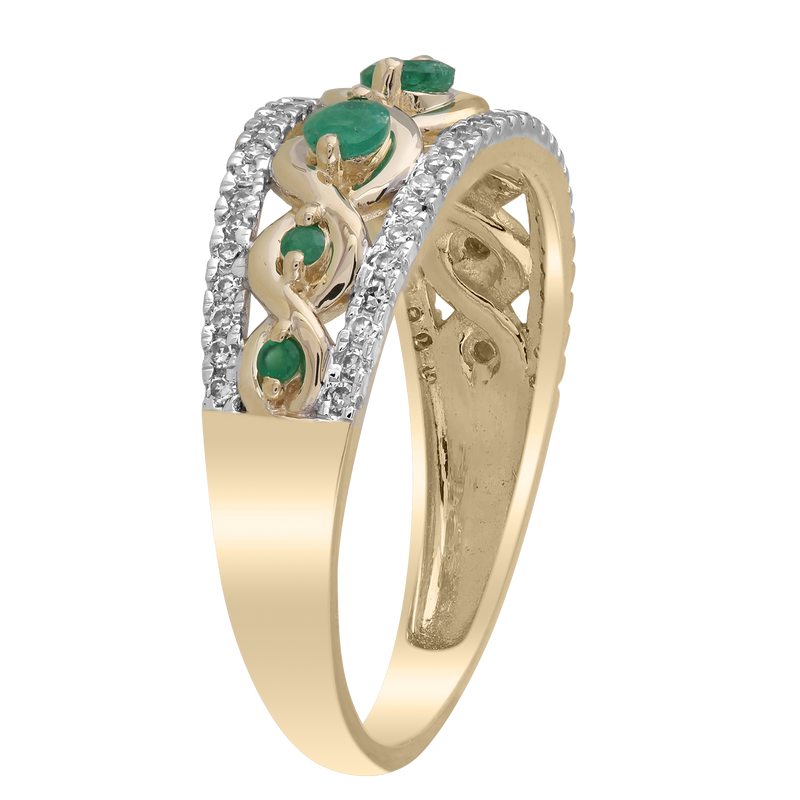 Emerald Ring with 0.2ct Diamonds in 9K Yellow Gold