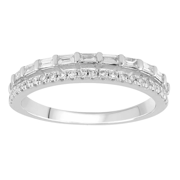 9ct White Gold 0.33ct Diamond Two Row Ring