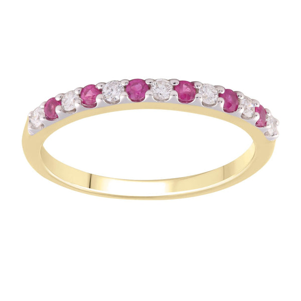 9ct Yellow Gold 0.15ct Diamond Ruby Ring