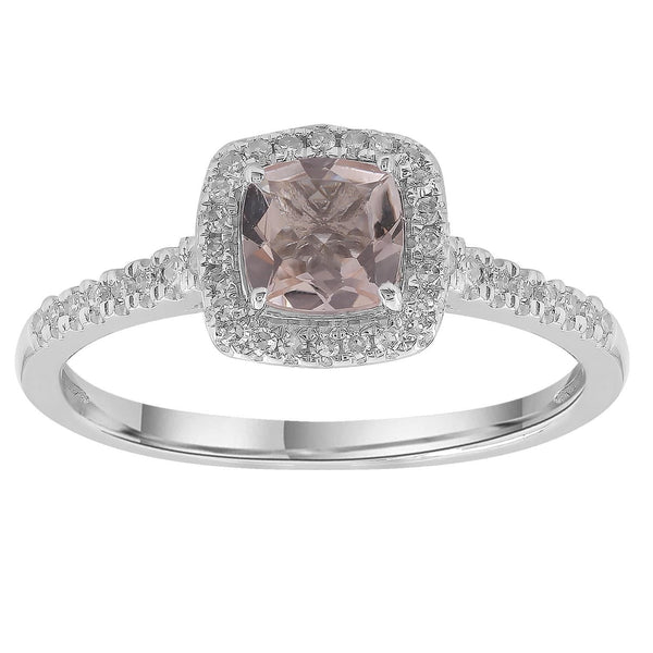 Morganite Ring with 0.15ct Diamonds in 9K White Gold