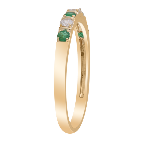 Emerald Ring with 0.1ct Diamonds in 9K Yellow Gold