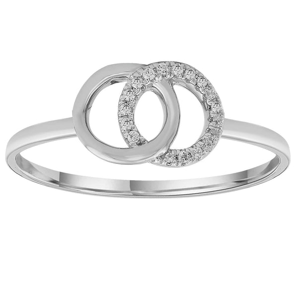 9ct White Gold 0.05ct Diamond Linked Circle Ring