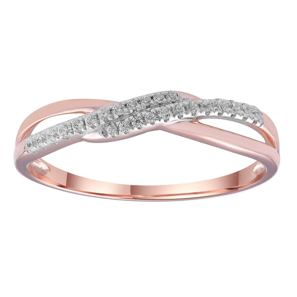 9ct Rose Gold 0.10ct Diamond Twist Ring