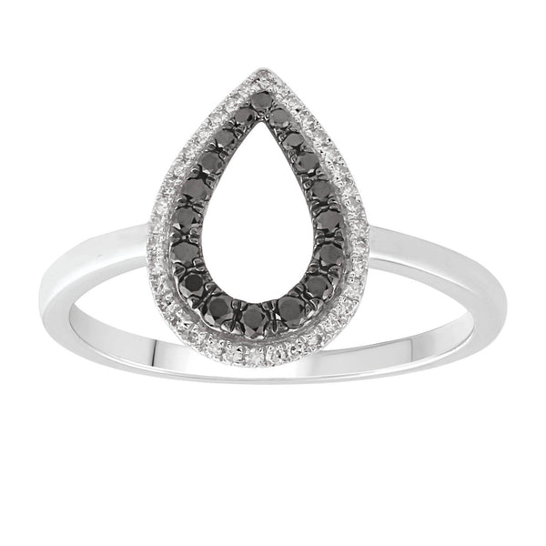9ct White Gold 0.27ct Diamond Black & White Diamond Ring