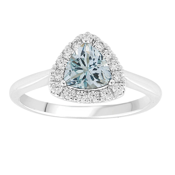 9ct White Gold 0.20ct Diamond Aquamarine Ring
