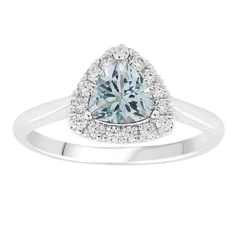 9ct White Gold 0.20ct Diamond Aquamarine Ring