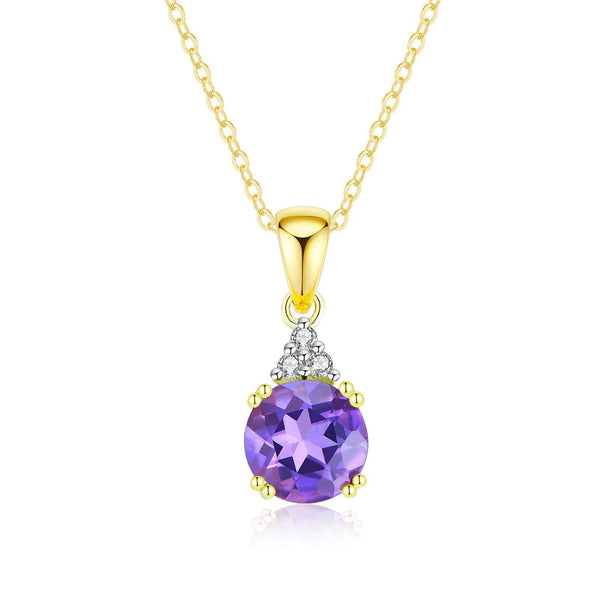 9ct yellow gold amethyst & diamond pendant