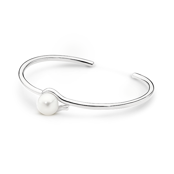 Sterling Silver Freshwater Pearl Edison Bangle