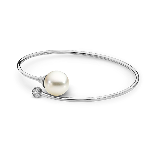 Sterling Silver Freshwater Pearl Edison Bangle