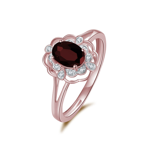 9ct Rose Gold Garnet & Diamond Ring