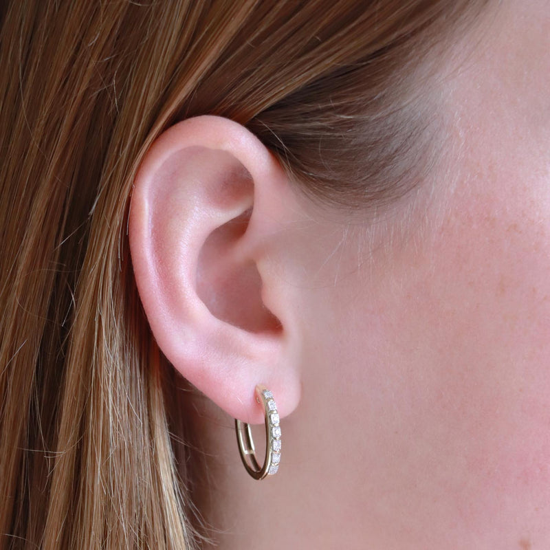 Huggie Earrings with 0.1ct Diamonds in 9K Yellow Gold