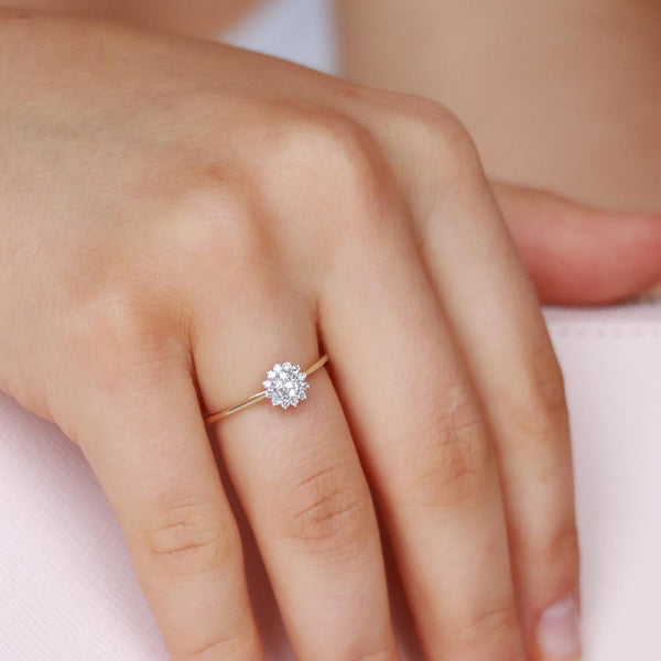 Cluster Ring with 0.15ct Diamonds in 9K Yellow Gold