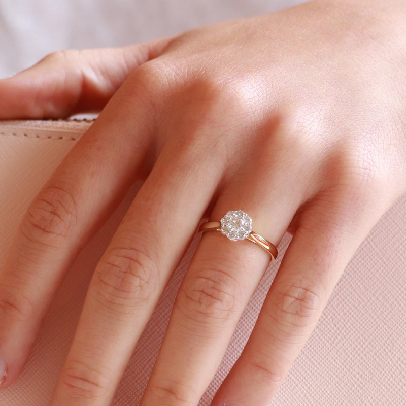 Cluster Ring with 0.5ct Diamonds in 9K Yellow Gold