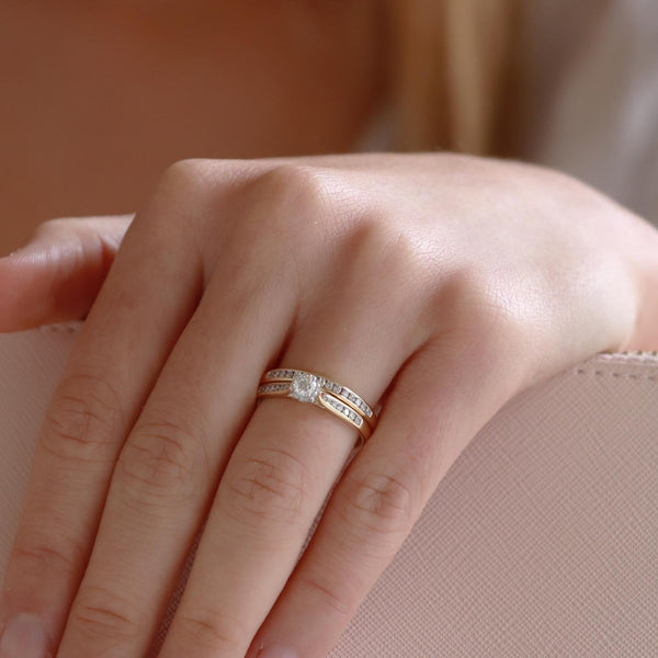 Engagement & Wedding Ring Set with 0.5ct Diamonds in 9K Yellow Gold