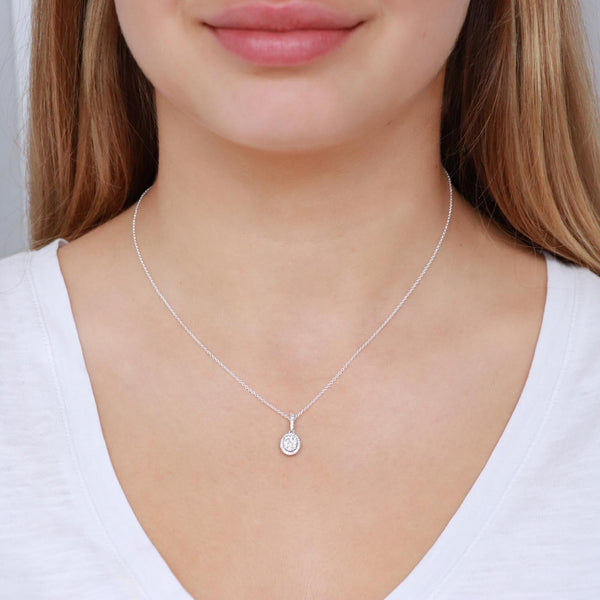 Oval Pendant with 0.33ct Diamonds in 9K White Gold