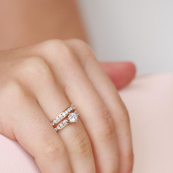 Solitaire Ring Set with 1ct Diamond in 18K Yellow & White Gold
